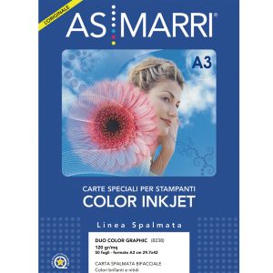 Carta Duo color Graphic - inkjet - A3 - 120 gr - 50 fogli - effetto opaco fronte/retro - bianco - As Marri