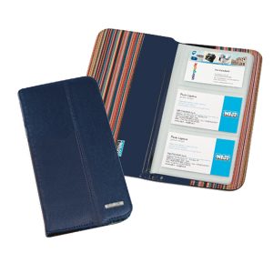 Portabiglietti da visita Professional - similpelle - blu - 12,5x23,5 cm - City Time