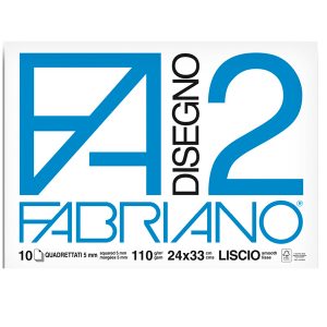 Album F2 - 24x33cm - 10 fogli - 110gr - quadretto 5mm - punto metallo - Fabriano