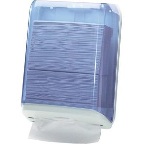 Dispenser asciugamani piegati - 28x13,7x37,5 cm - plastica - bianco/azzurro trasparente - Mar Plast