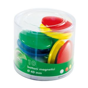 Bottoni magnetici tondi - diametro 4 cm - colori assortiti - Lebez -  barattolo da 10 pezzi - Tecnoffice