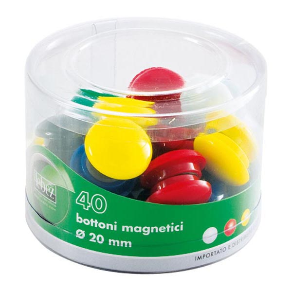 Bottoni magnetici tondi - diametro 4 cm - colori assortiti - Lebez