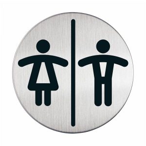 Pittogramma adesivo - WC donne/uomini - diametro 8,3 cm - acciaio - Durable