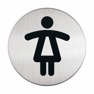 Pittogramma adesivo - WC donne - diametro 8,3 cm - acciaio - Durable