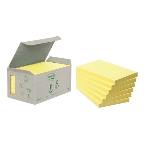 Blocco Post it  Notes Green - 655-1B - 76 x 127 mm - giallo - 100 fogli - riciclato 100 - Post it