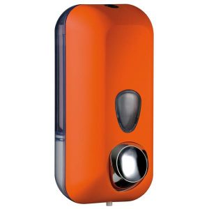 Dispenser Soft Touch per sapone liquido - 10,2x9x21,6 cm - capacitA' 0,55 L - arancio - Mar Plast