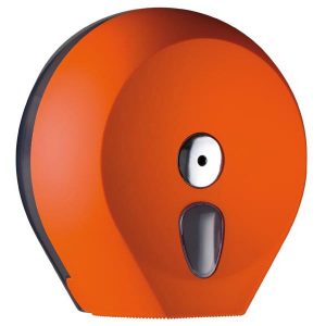 Dispenser Soft Touch di carta igienica in rotolo Mini Jumbo - 27x12,8x27,3 cm - plastica - arancio - Mar Plast