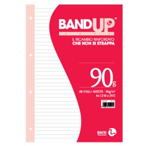 Ricambi BandUp forati rinforzati - A4 - 1 rigo - 40 fogli - 90gr - BM