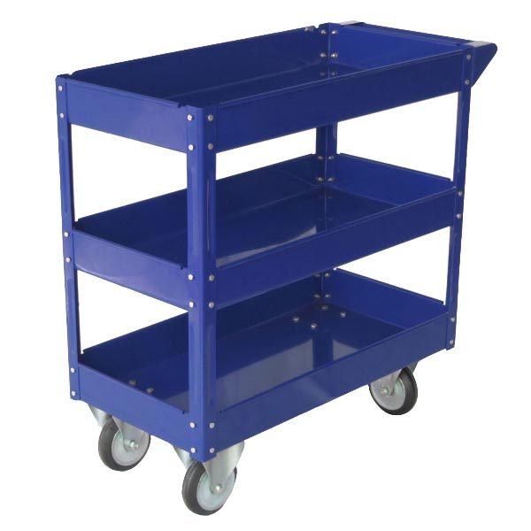 Carrello da lavoro - 3 ripiani - 84 x 41 x 82 cm - portata max 100 kg - acciaio verniciato - blu - Serena Group