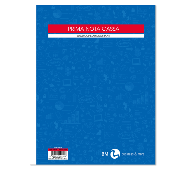 Blocco prima nota cassa - 50 fogli x 2 copie ricalcanti - 22 x 28cm - BM -  Tecnoffice