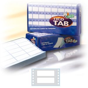 Etichette adesive a modulo continuo TAB 1 - in carta - corsia singola - permanenti - 72 x 23,5 mm - 12 et/fg - 500 fogli - bianco - Tico