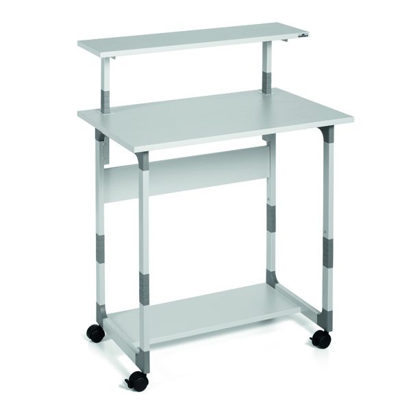 Pc Workstation System 80 VH - con ruote - 3 ripiani - 80 x 56,4 x 92/122 cm - grigio - Durable