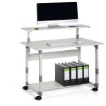 Pc Workstation System 80 VH - con ruote - 3 ripiani - 80 x 56,4 x 92/122 cm - grigio - Durable