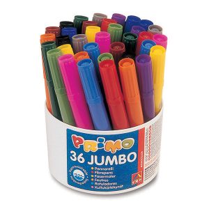 Pennarelli Jumbo - punta D7,6mm - colori assortiti - Primo - secchiello 36 pezzi