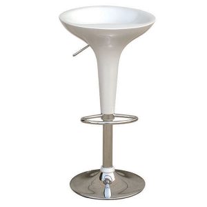 Sgabello bar - ABS/acciaio cromato - 35x45x55/78 cm - bianco - Serena Group