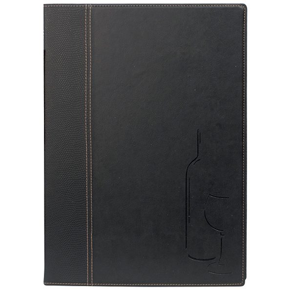 Carta dei vini Trendy - 1 inserto doppio incluso - A4 - 24 x 34 cm - nero - Securit