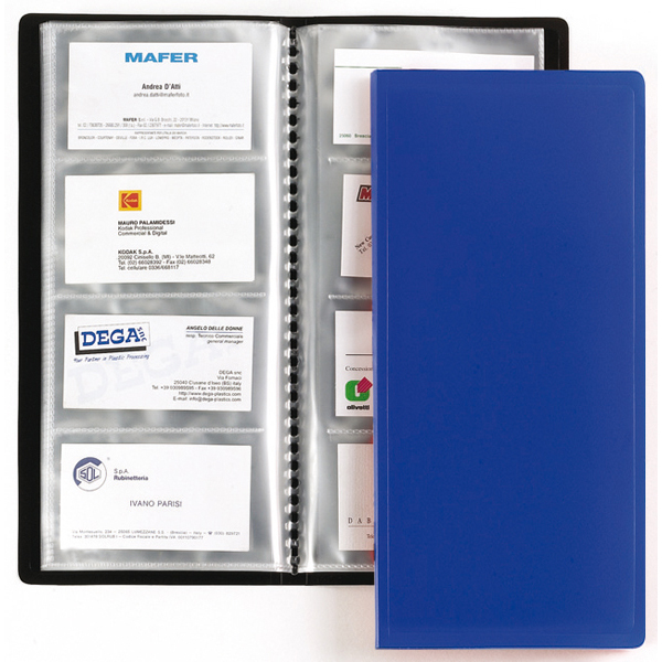 Porta biglietti da visita 20 buste con 4 tasche ciascuna 12,7x27 cm