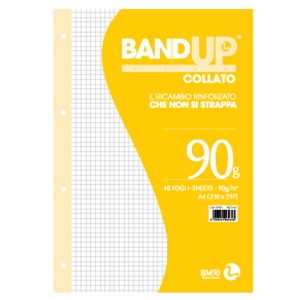 Blocco collato BandUp - fori rinforzati - A4 - quadretto 5mm - 40 fogli - 90gr - BM