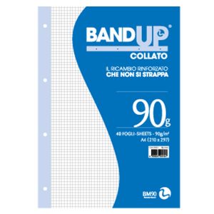 Blocco collato BandUp - fori rinforzati - A4 - quadretto 4mm - 40 fogli - 90gr - BM