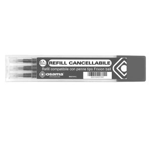Refill per penne gel cancellabili - punta 0,7 mm - nero  - Osama - conf. 3 pezzi