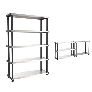 Scaffale - 5 ripiani - 119 x 45 x 185 cm - PPL /metallo - grigio/nero - Terry