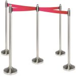 Colonnina segnapercorso cromata - altezza 100 cm - nastro retrattile rosso da 210 cm - Securit