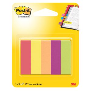 Segnapagina Post it  - 670-5JA-EU - in carta - 12,7 x 44 mm - 5 colori assortiti - Post it  - conf. 250 pezzi