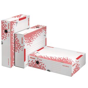 Scatola archivio Speedbox - dorso 8 cm - 35x25 cm - bianco e rosso - Esselte