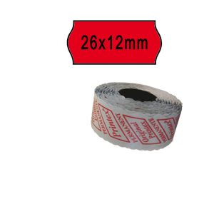 Rotolo da 1000 etichette a onda per Printex Smart 8/2612 - 26x12 mm - adesivo permanente - rosso - Printex - pack 10 rotoli