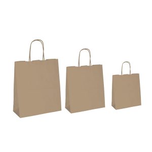 Shopper - maniglie cordino - 32 x 20 x 33 cm - carta biokraft - avana - Mainetti Bags - conf. 25 pezzi