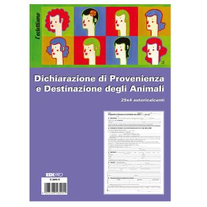 Blocco dichiarazione provenienza destinazione animali E5849A - 25 x 4cm - copie autoricaricanti - 30 x 22,5cm - Edipro