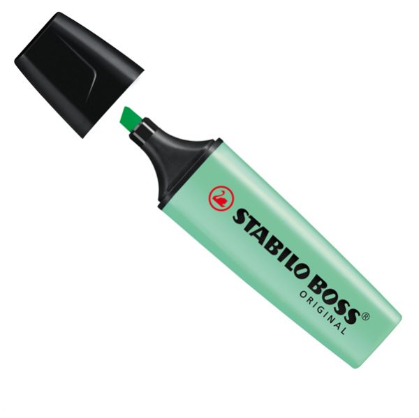 Evidenziatore Boss Original Pastel - punta a scalpello - tratto 2 - 5 mm - verde menta 116 - Stabilo