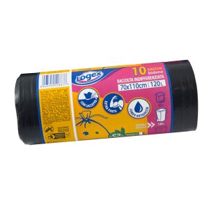 Sacchi per immondizia - 70x110 cm - 120 L - 43 micron - nero - Logex Professional - rotolo da 10 sacchetti