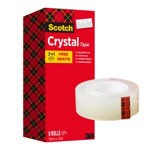 Nastro adesivo Scotch  Crystal 600 - 19 mm x 33 m - Value Pack 7+1 rotoli