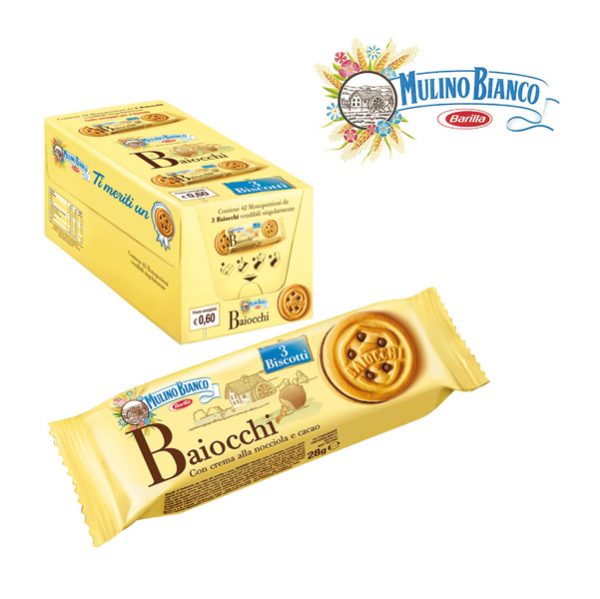 Baiocchi - Mulino Bianco - monoporzione con 3 biscotti da 28 gr - Tecnoffice