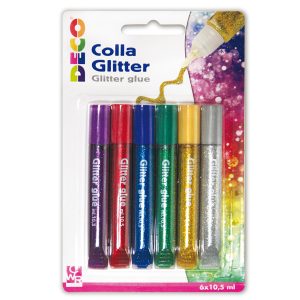 Blister colla glitter - 10,5 ml - colori assortiti metal - Deco - conf. 6 pezzi