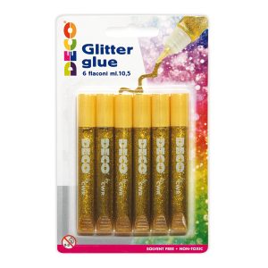Blister colla glitter - 10,5 ml - oro - Deco - conf. 6 pezzi