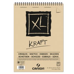 Album spiralato lato corto XL kraft - A3 - 90 gr - 60 fogli - Canson