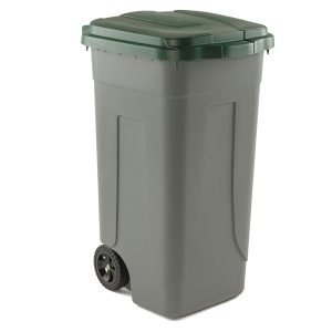 Bidone mobile - con chiusura a clip - 49x54x85 cm - 100 L - grigio/verde - Mobil Plastic