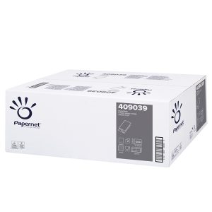 Asciugamani piegati a V - 22 x 21 cm - 18 gr - goffrata onda - bianco - Papernet - conf. 266 pezzi