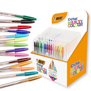 Astuccio penne Cristal Multicolor - colori assortiti - Bic - expo 10 pezzi