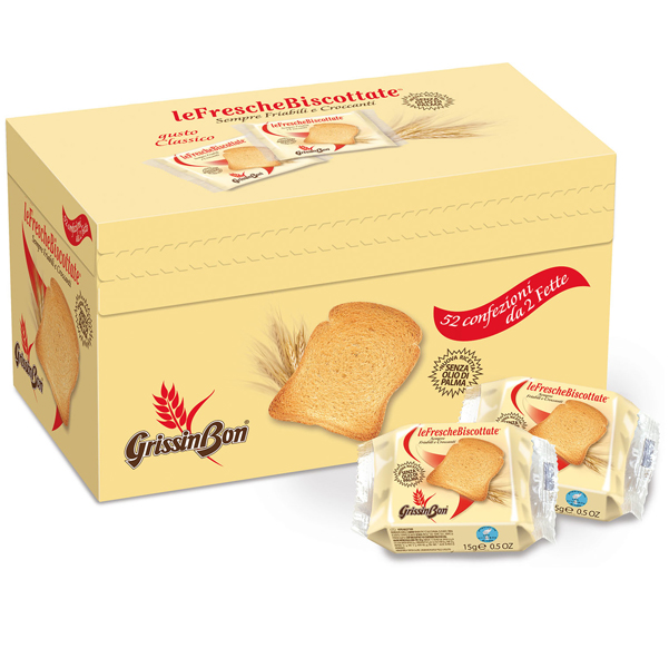 Le Fresche Biscottate - GrissinBon - multipack da 48 monoporzioni (15 gr  cad) - Tecnoffice