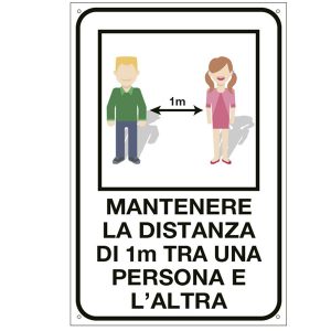 Etichetta per vetrofanie - ''Mantenere la distanza di 1 metro'' - 12x18 cm - Cartelli Segnalatori