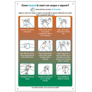 Etichetta - ''Come lavarsi le mani'' - 20x30 cm - Cartelli Segnalatori