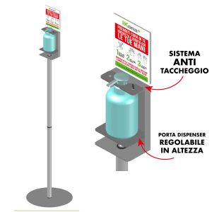 Piantana da terra - con supporto - per dispenser regolabile - 140 cm - CWR