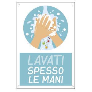 Cartello alluminio - 20x30 cm - ''LAVATI SPESSO LE MANI'' - per bambini - Cartelli Segnalatori