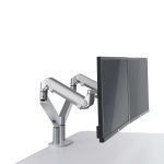 Braccio porta monitor Jamy - doppio - grigio metallizzato - Alba