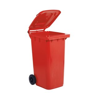 Bidone carrellato per raccolta differenziata - 240 L - rosso - MobilPlastic