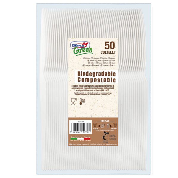 50 Pezzi Coltelli in C-PLA Biodegradabile Compostabile