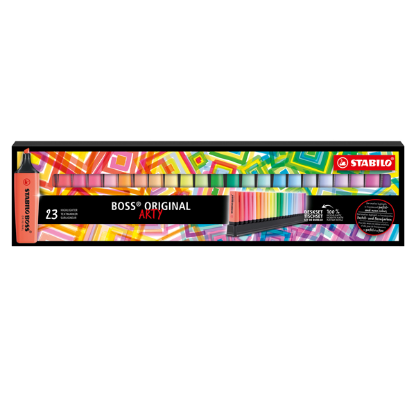 Evidenziatori Boss Original - colori assortiti fluo + pastel - Stabilo -  deskset 23 pezzi - Tecnoffice